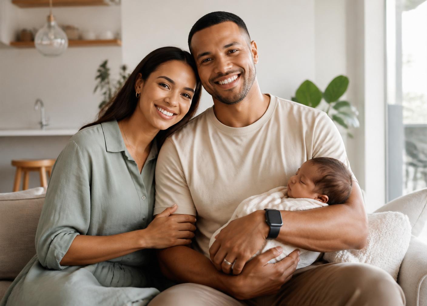A family holding their newborn
