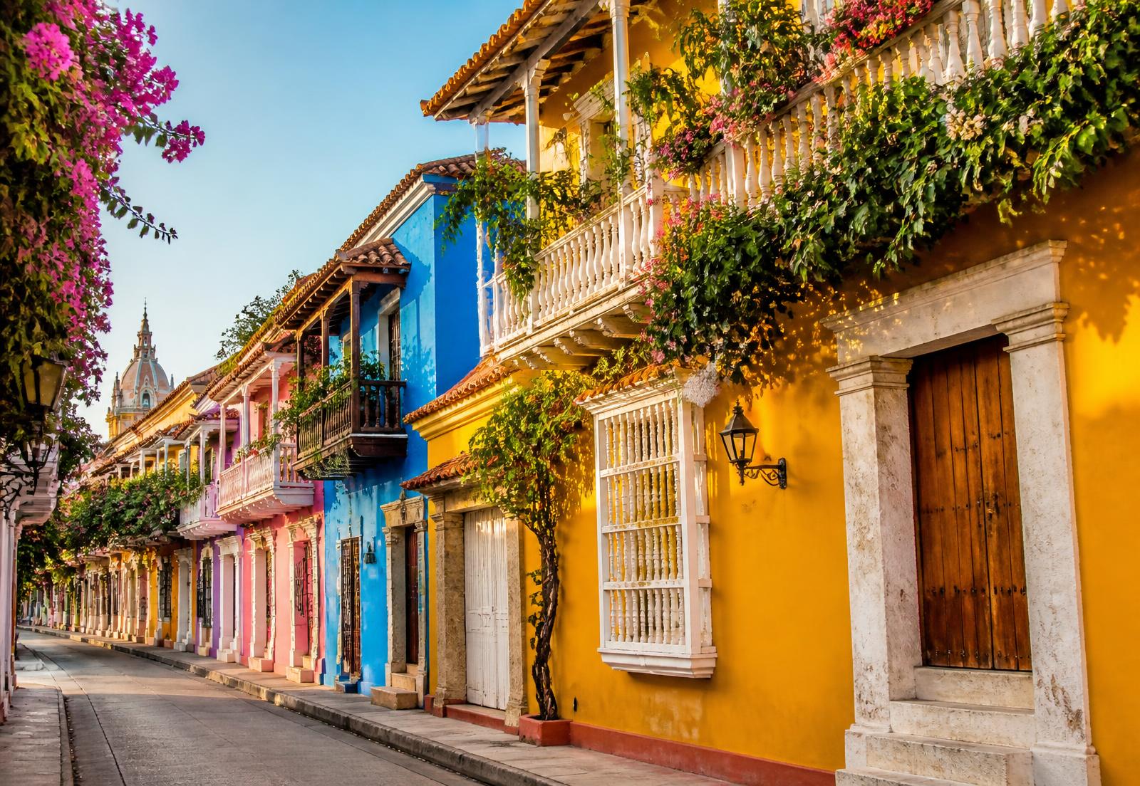 Colorful colonial street in Colombia